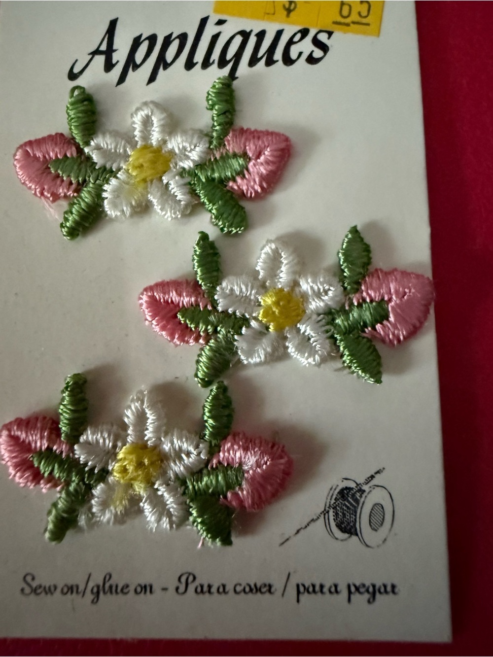 Hobby Lobby Pink White and Green Floral Sew-On Appliques